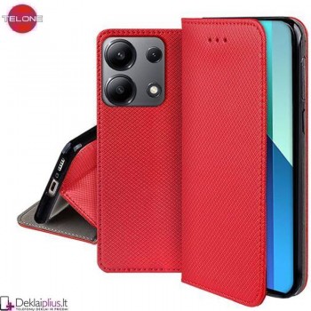 Telone atverčiamas dėklas - raudonas (Xiaomi Redmi Note 13 4G) Telone atverčiamas dėklas - raudonas (Xiaomi Redmi Note 13 4G)